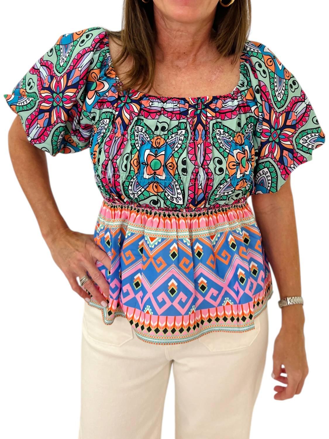 

Блузка Belle с пышными рукавами в зеленом цвете Joy Joy