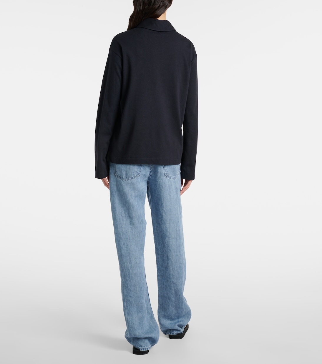 Поло из хлопка и шелка Roddie The Row, Dark Navy — фото 3