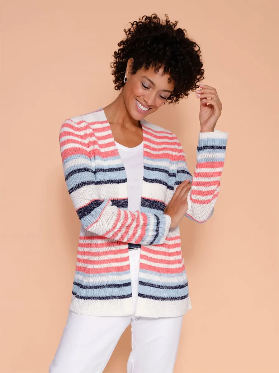 

Классический кардиган Basics Classic Basics, цвет Ecru-Flamingo-Geringelt