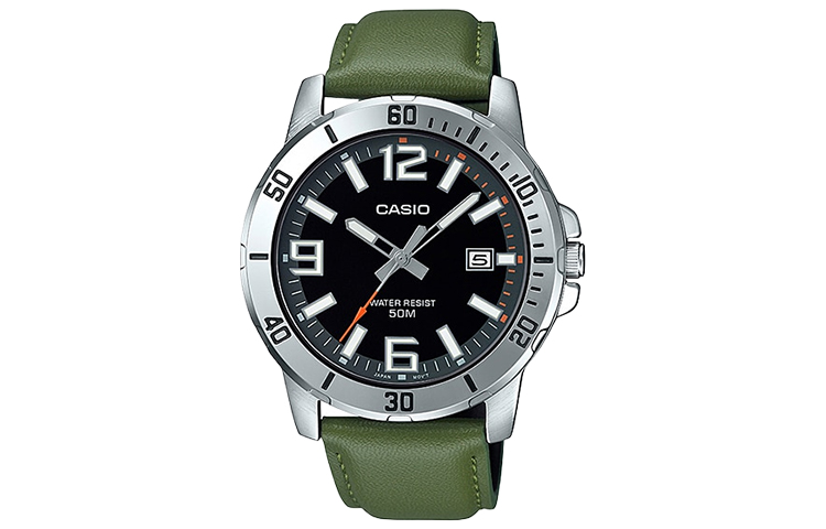 

CASIO Часы Men Standard Series Black Watch MTP-VD01L-3BV, Green Dial