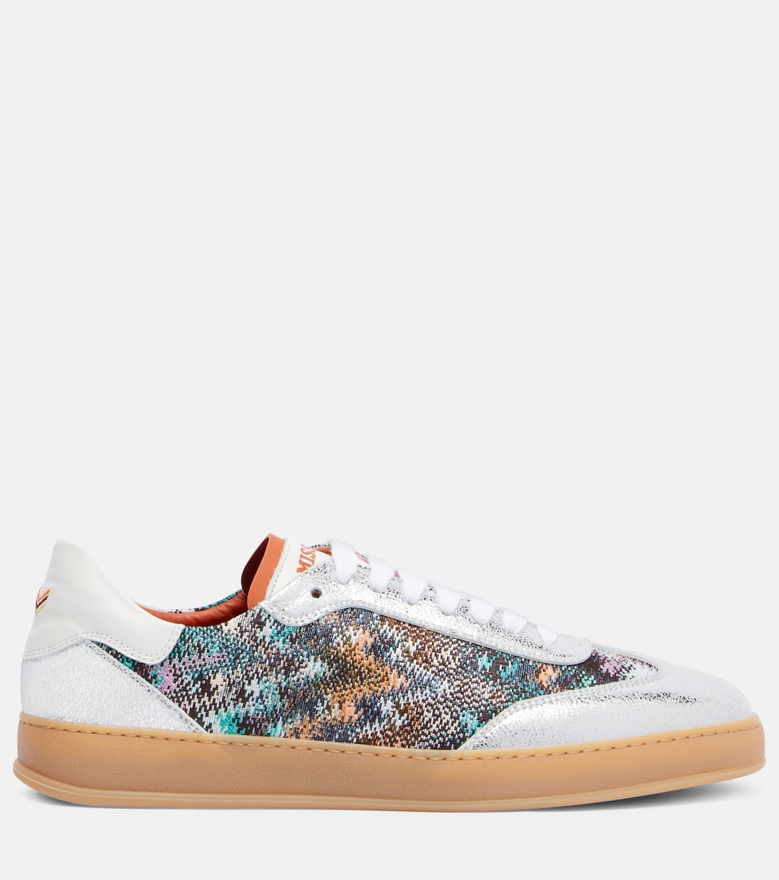Кроссовки из металлизированной кожи с зигзагообразным узором Missoni, серебряный — фото 4