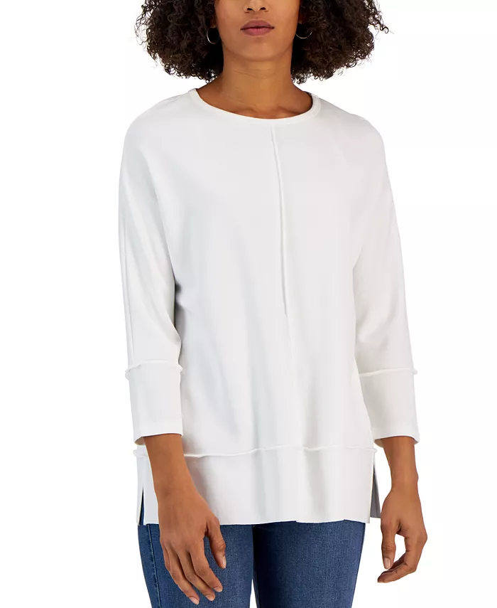 

Женский укороченный трикотажный топ 3/4 Serenity Knit Jones New York, белый