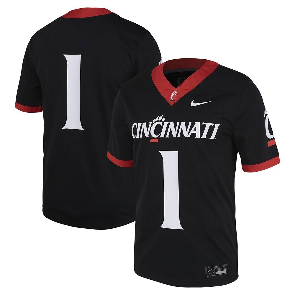 Мужская футбольная майка Nike #1 Cincinnati Bearcats Untouchable Black черного цвета, цвет Cin Black — фото 2