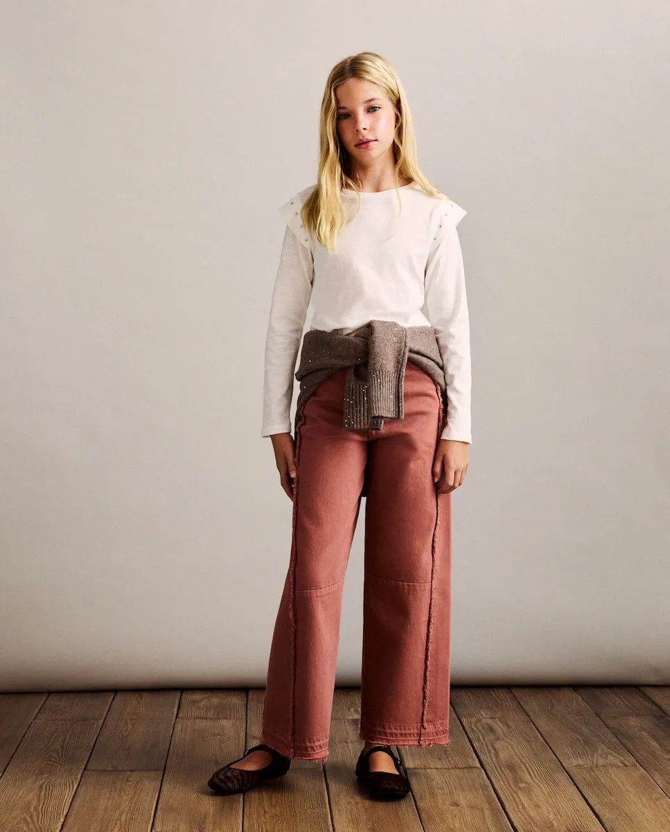 

Детские джинсовые брюки с передними швами Coconut El Corte Inglés, терракотовый