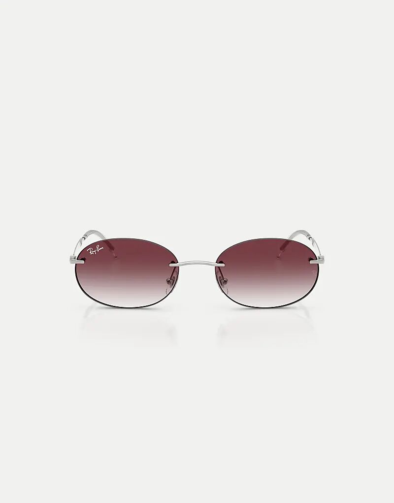 

Солнцезащитные очки Ray-Ban Oval с фиолетовыми линзами в серебристом цвете