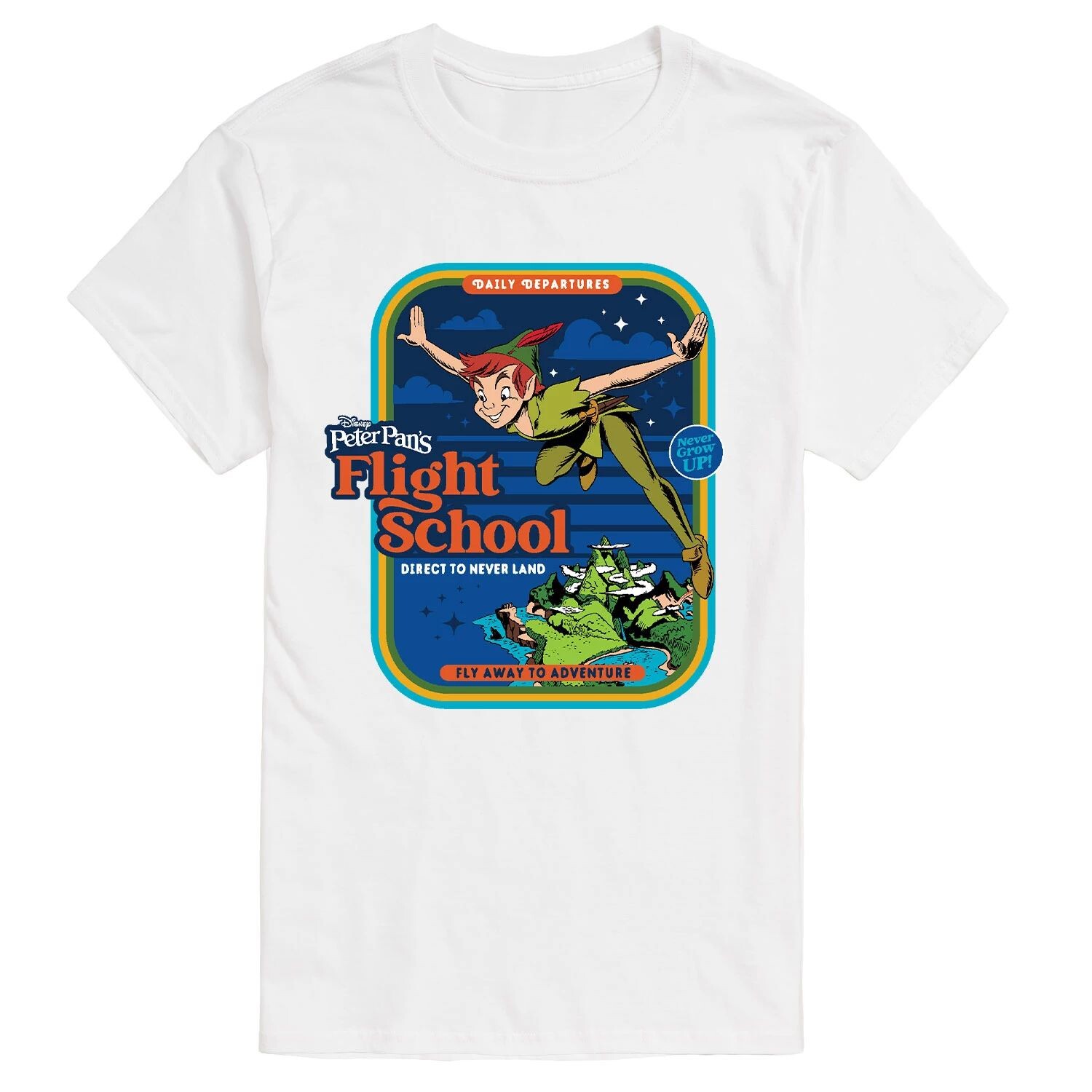 

Футболка с рисунком Питера Пэна Big & Tall Flight School от Disney License, белый