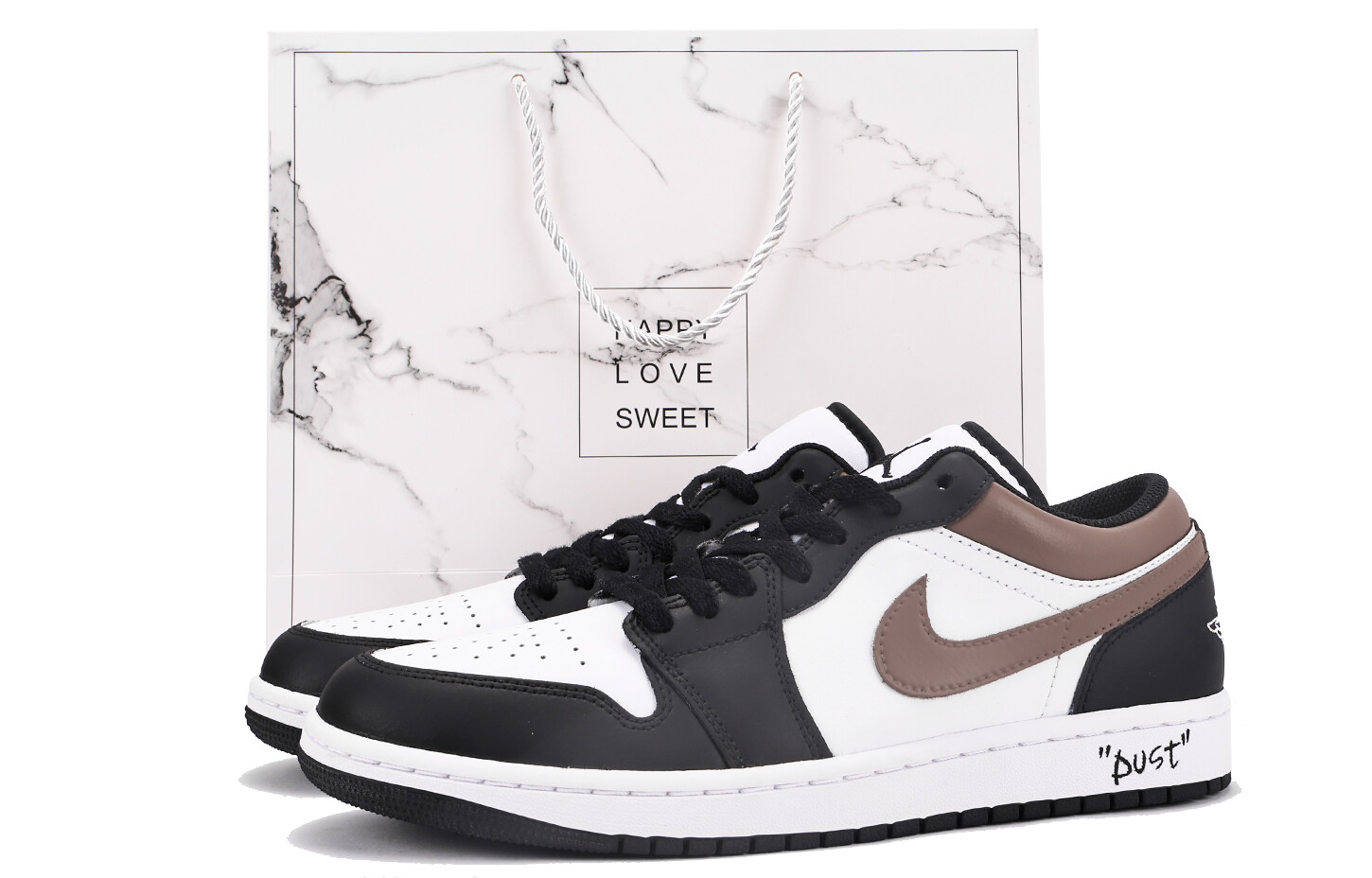 

Кроссовки Air Jordan 1 Vintage Basketball Shoes Men Low-top Black/White/Brown, черный/белый/коричневый