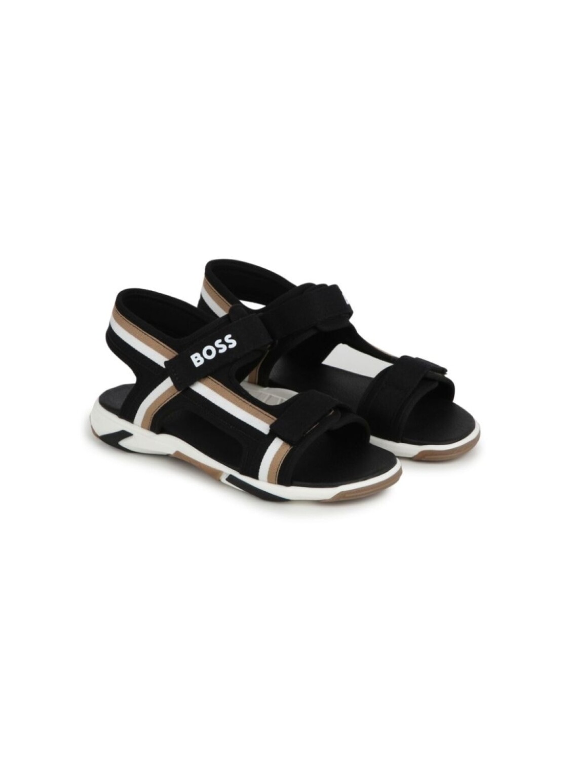 

BOSS Kidswear полосатые сандалии на липучках, черный