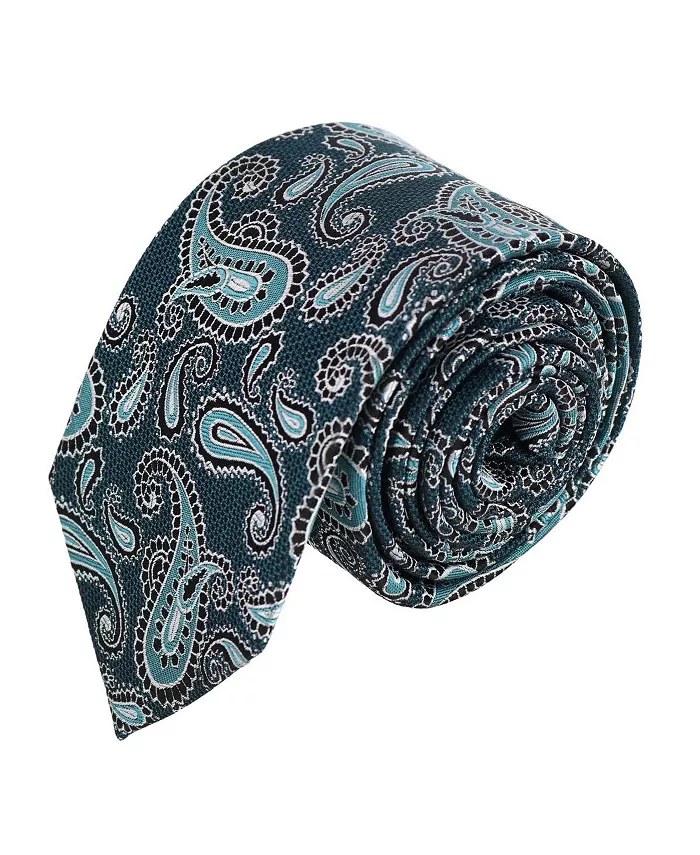 

Мужской галстук Wharton Wavy Paisley из шелка с оригинальным принтом TRAFALGAR, зеленый
