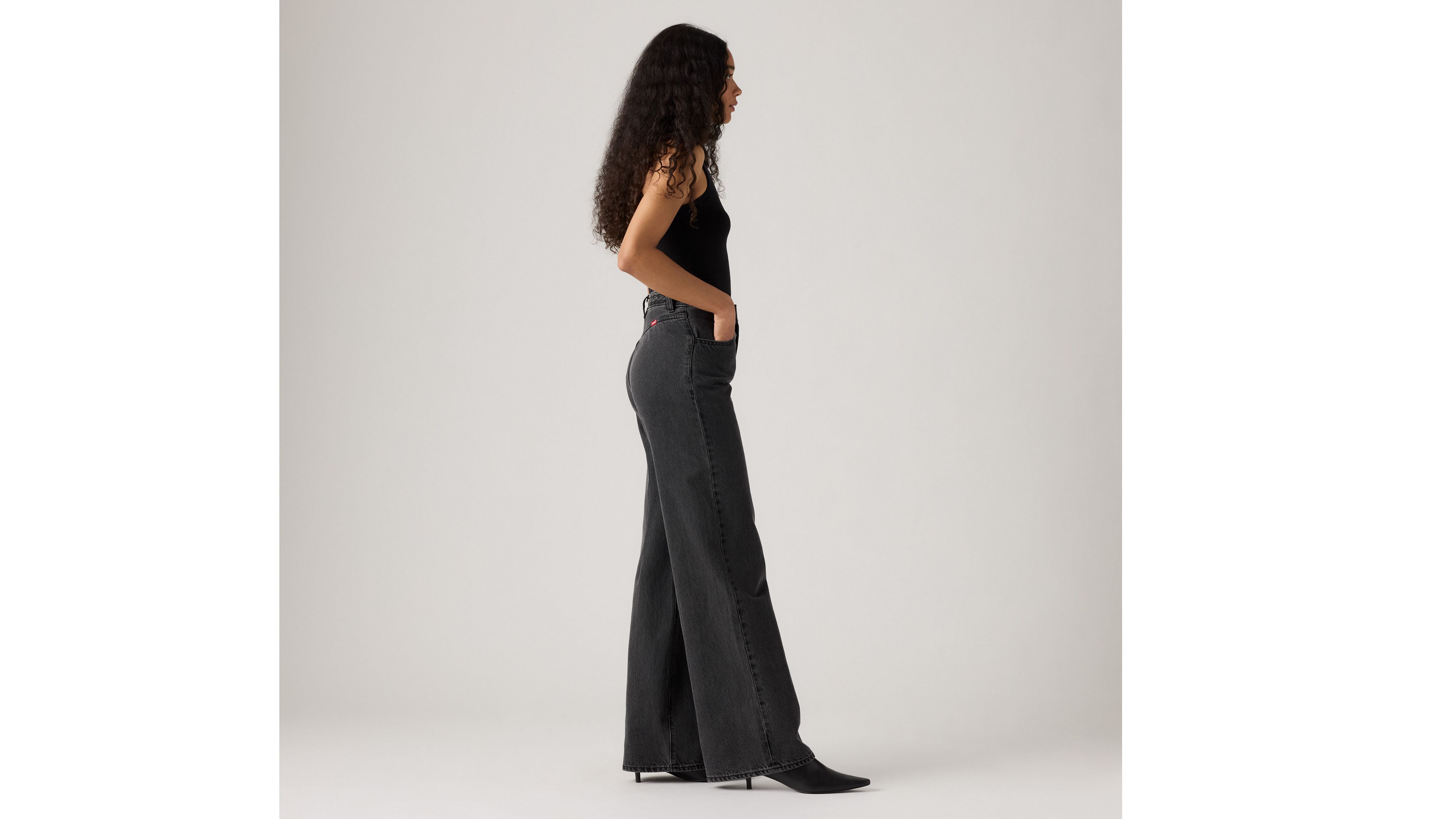Женские джинсы Ribcage Wide Leg с плетением Levi's, Don't Cut - Black — фото 4