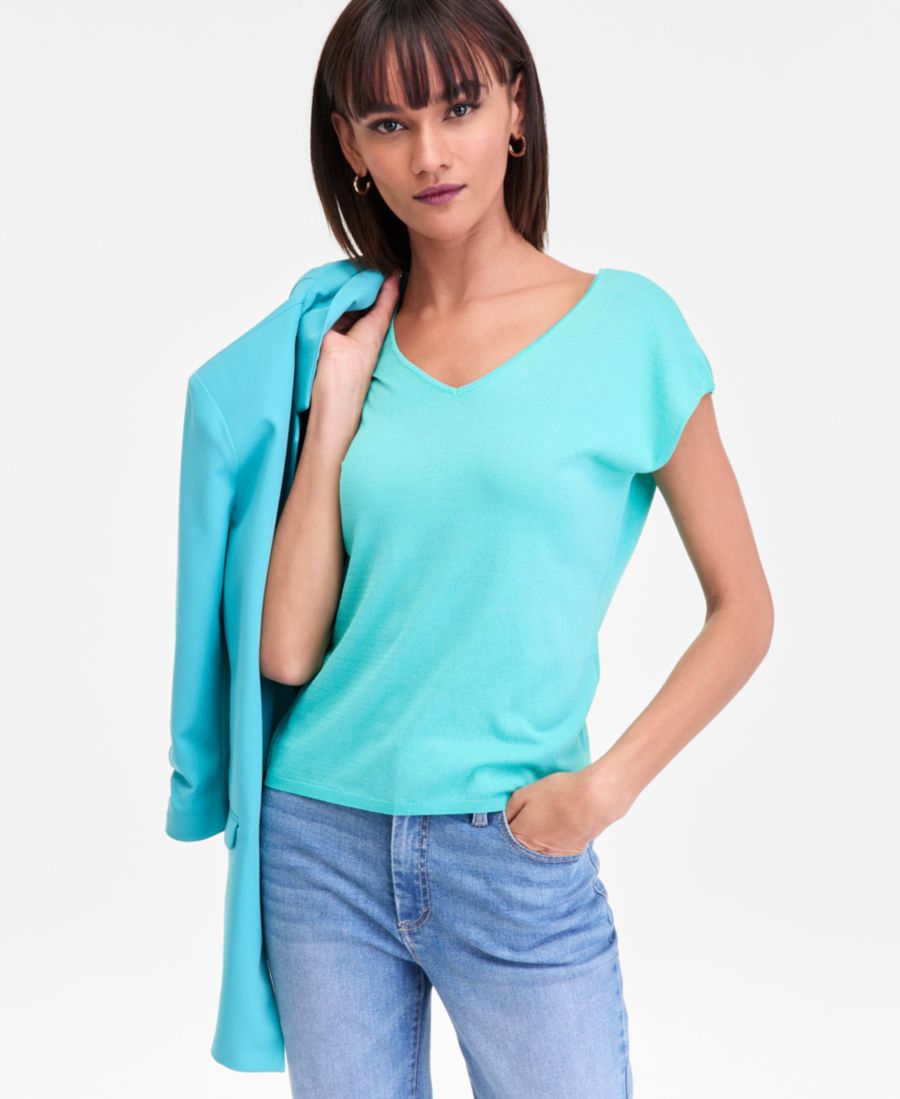 

Женский свитер с короткими рукавами, размеры P/XS-XXL INC International Concepts, Turquoise Ocean