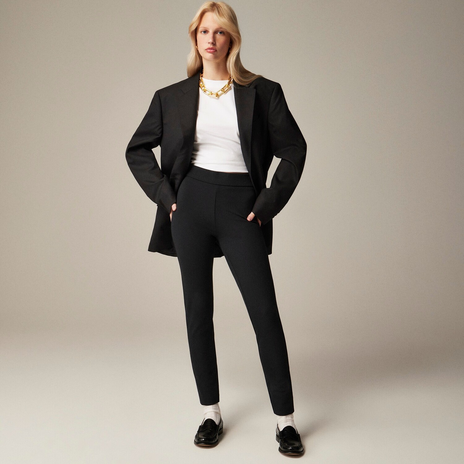 

Брюки пикси из эластичного понте J.Crew, черный