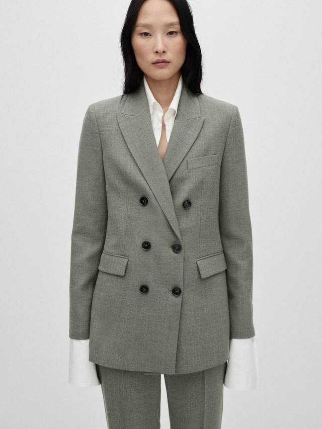 

Двубортный блейзер из смесовой шерсти lili Mango, цвет Light Grey