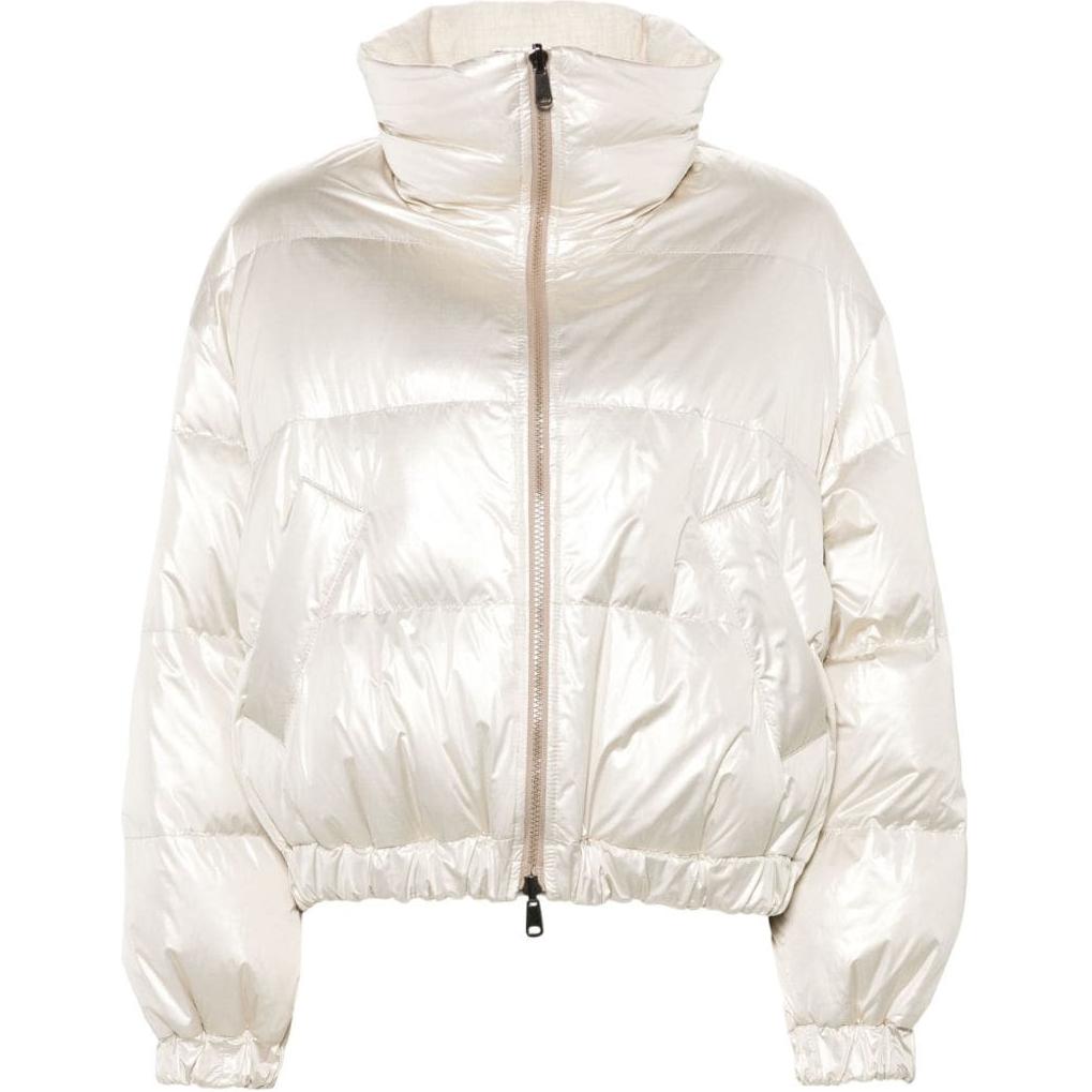 

Блестящая куртка на молнии Brunello Cucinelli, кремово-белый