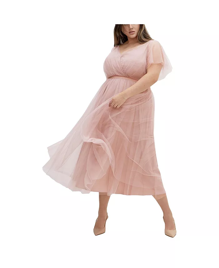 

Платье Elina Maxi Plus Size CITY CHIC, розовый