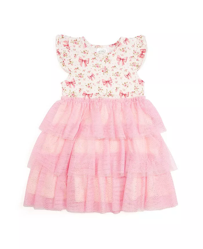 

Платье с коротким рукавом и пачкой в цветочном принте для девочек Toddler Girls Ditsy Floral Sweet Wink, мультиколор