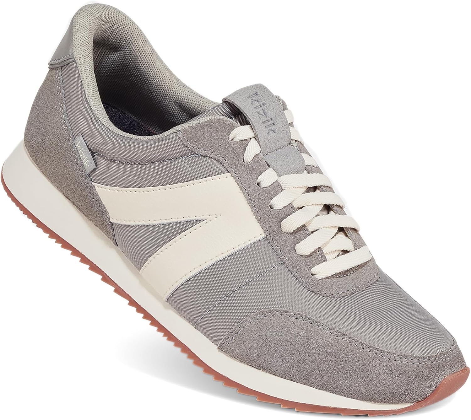 

Кроссовки Kizik Slip On: Milan - удобные, ретро из нейлона и замши, мужские и женские прогулочные туфли с поддержкой свода стопы, удобство без использования рук, для ношения весь день, Granite