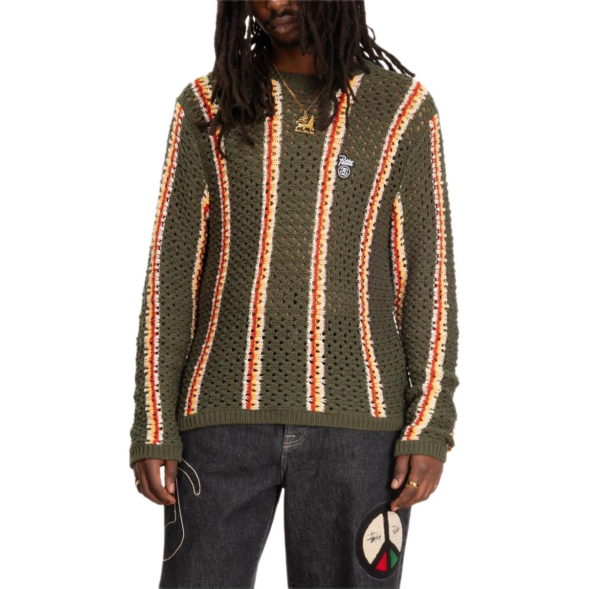 Свитер унисекс с логотипом Patta Co-branded Edition, оливково-зеленый Stussy, оливково-зеленый — фото 2