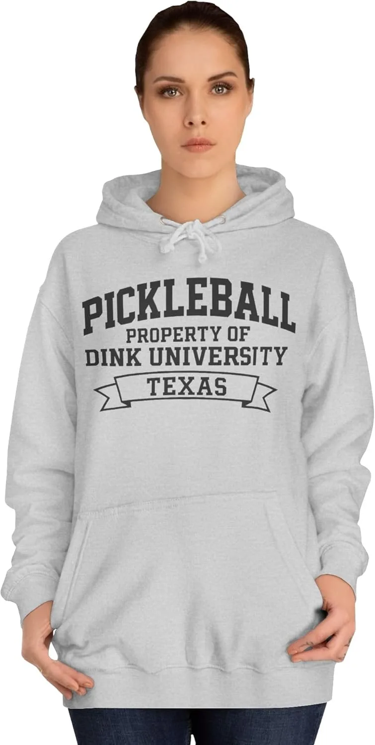 Толстовка с надписью «Pickleball Property of Dink University Texas», толстовка с надписью «Pickleball», университетская толстовка, толстовка унисекс с капюшоном, Dink GENERIC, серый — фото 4