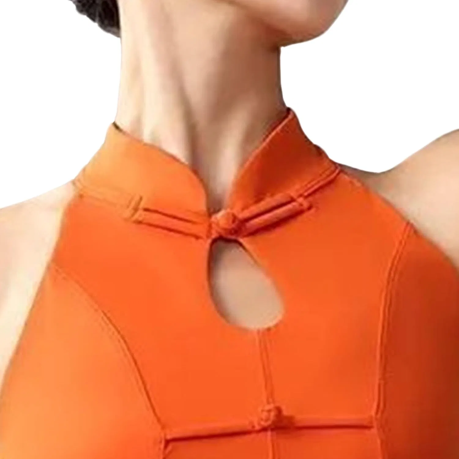 Топ без рукавов с мандариновым воротником Knot Closure, Orange — фото 2