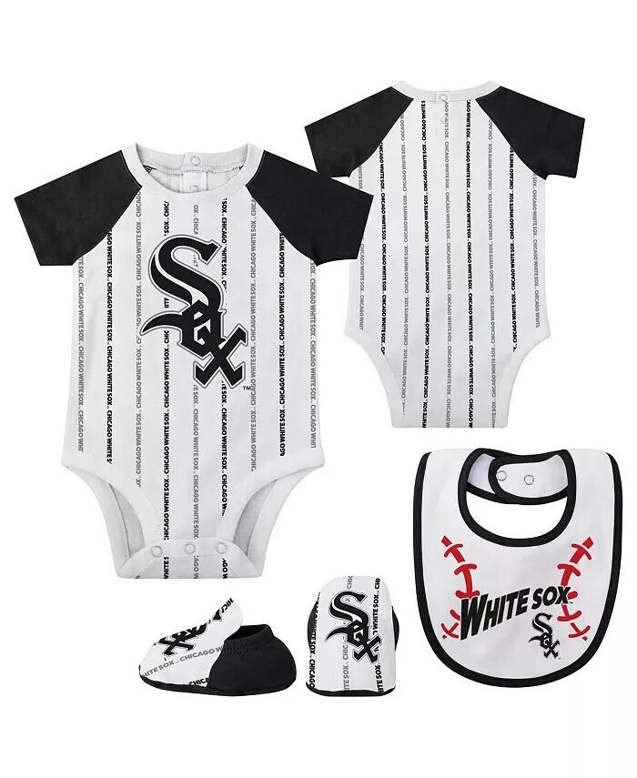 

Комплект из трех предметов для игры в мяч Chicago White Sox для новорожденных и младенцев, боди, пинетки и нагрудник Outerstuff