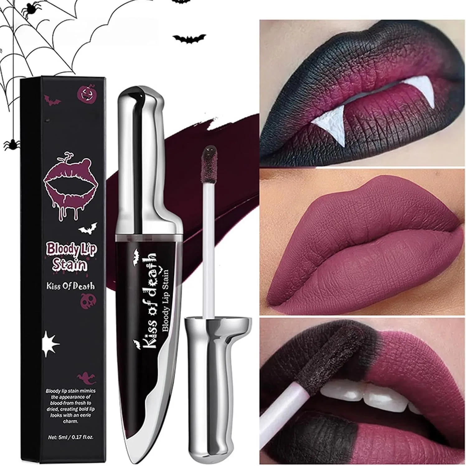 Жидкая матовая помада AWJUWHBJ Bloody Lip Stain, 5 мл, темно-красный — фото 2