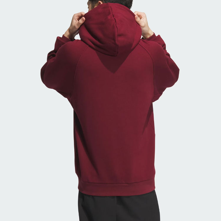Толстовка с вафельным узором и маленьким логотипом Adidas мужская тёмно-красная — фото 4