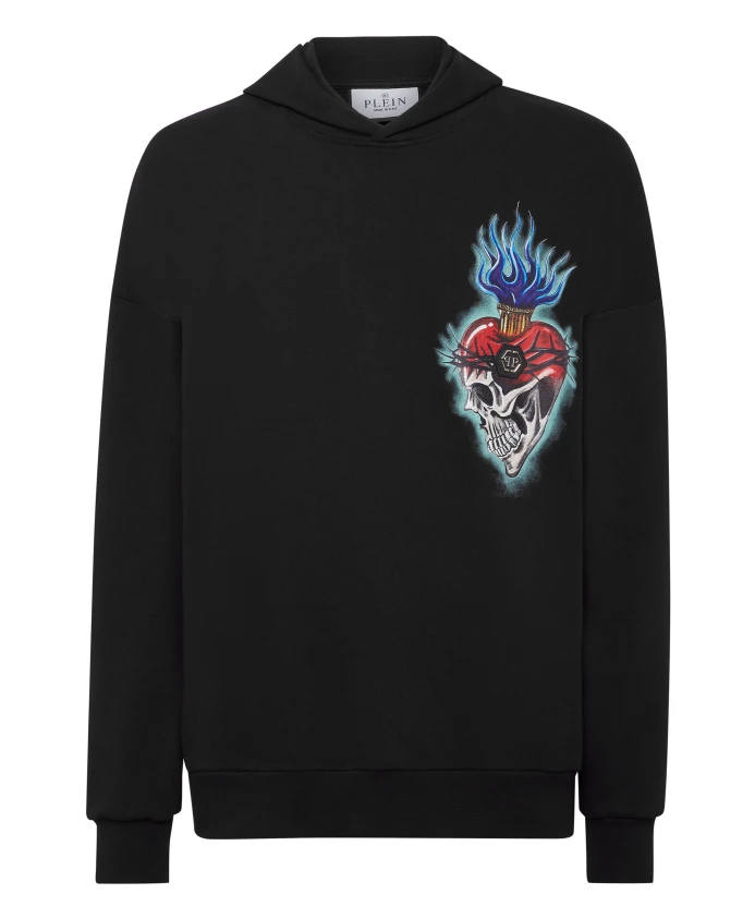 

Толстовка с капюшоном, татуировка на тему любви Philipp Plein, черный