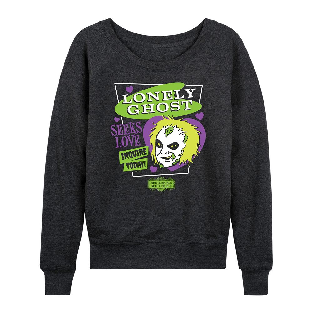 

Женский легкий свитшот из френч-терри Beetlejuice 2 Lonely Ghost Licensed Character, цвет Heather Charcoal