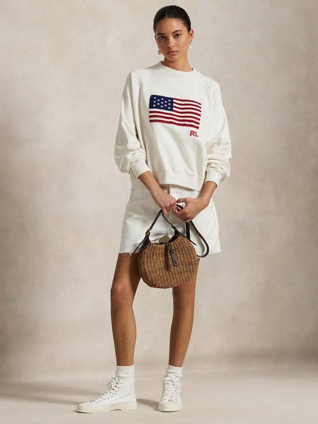 

Французский махровый джемпер с логотипом и флагом Ralph Lauren, кремовый/разноцветный