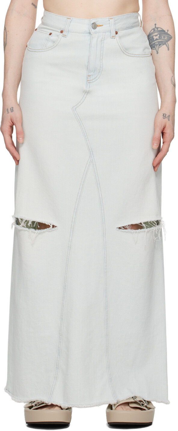 

Синяя джинсовая длинная юбка с пятью карманами Mm6 Maison Margiela