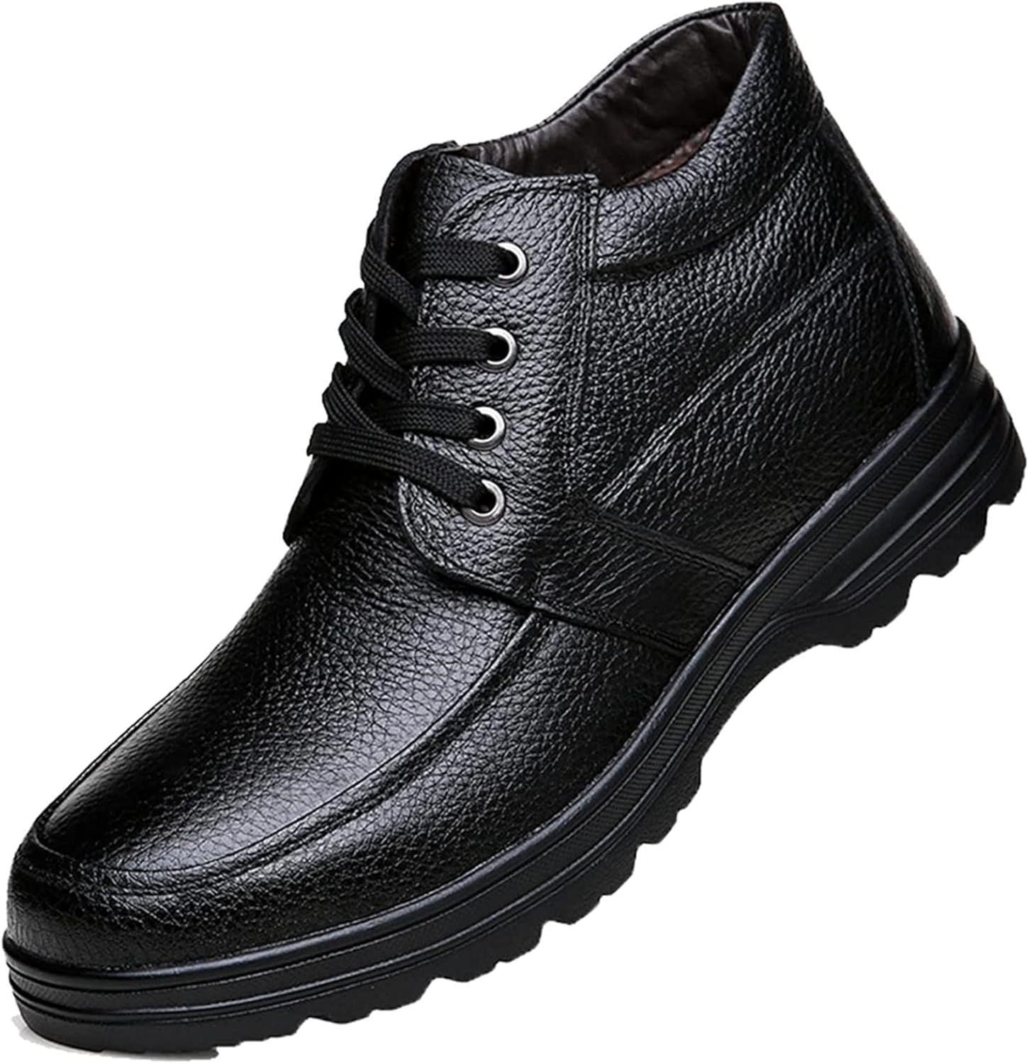 

Мужские короткие зимние ботинки Yiozoi, высокие кожаные ботинки для активного отдыха, ветрозащитные, повседневные рабочие ботинки до щиколотки с нескользящей подошвой, черный