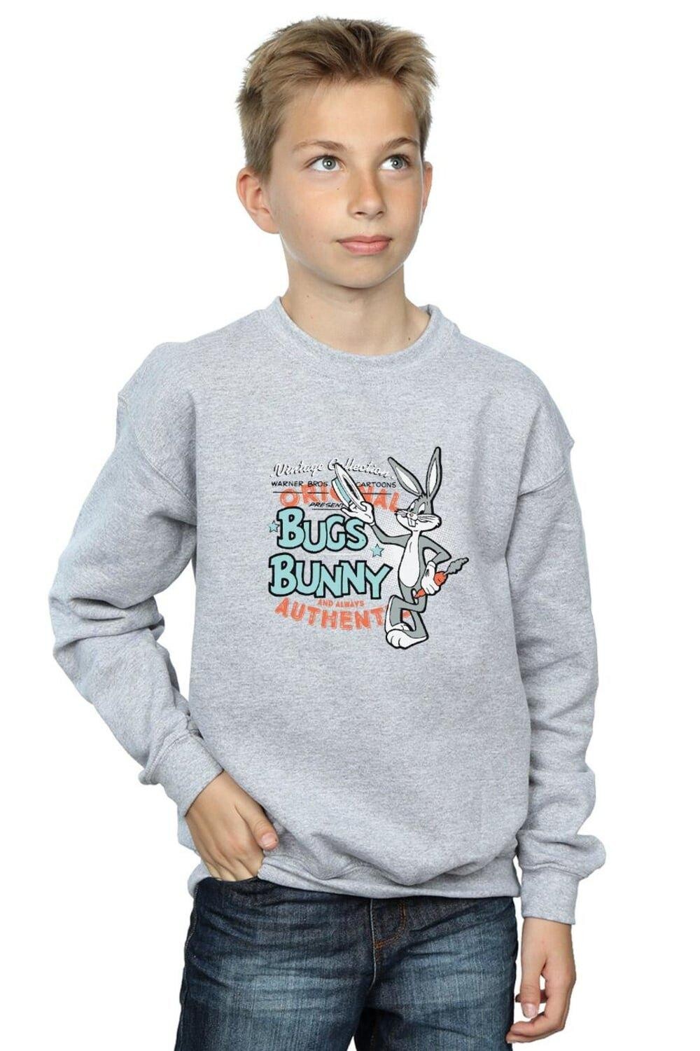 

Винтажный свитшот Bugs Bunny Looney Tunes, серый