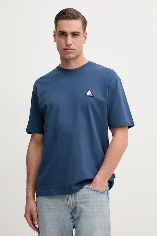 

Хлопковая футболка Boss Orange, темно-синий