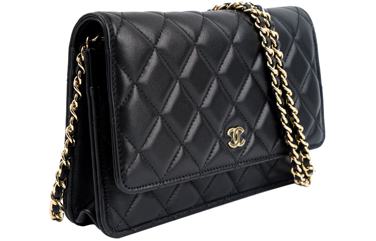WOC Кожа Ягненка Плечевая Сумка, Мини Сумка Через Плечо Женская Черная CHANEL — фото 3