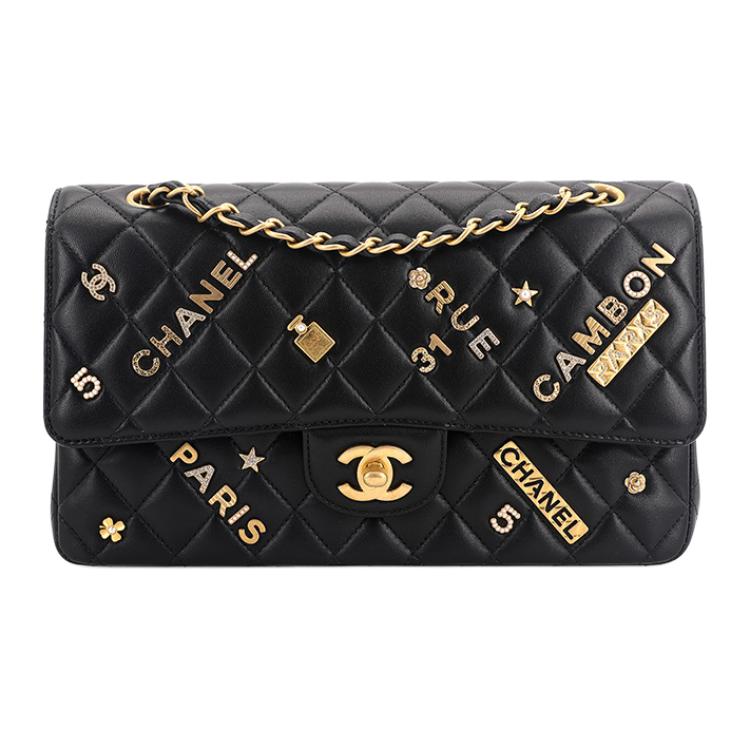 

CHANEL Классический клатч CF из ягненка, женская сумка через плечо черного цвета