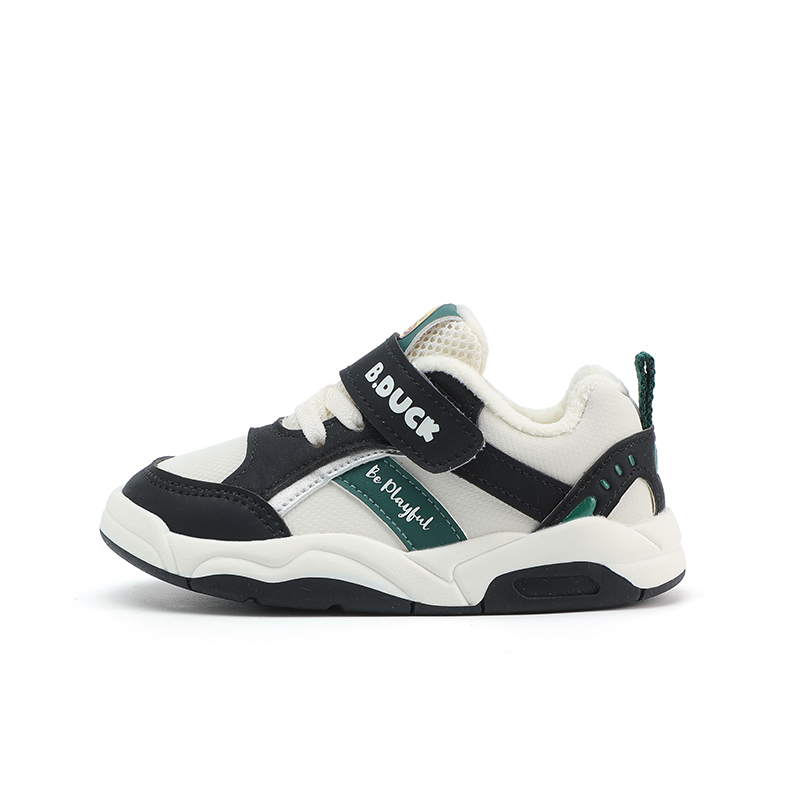 

Износостойкие легкие амортизирующие утепленные низкие детские повседневные кроссовки для детей 3-7 лет B.Duck, бежевый/черный