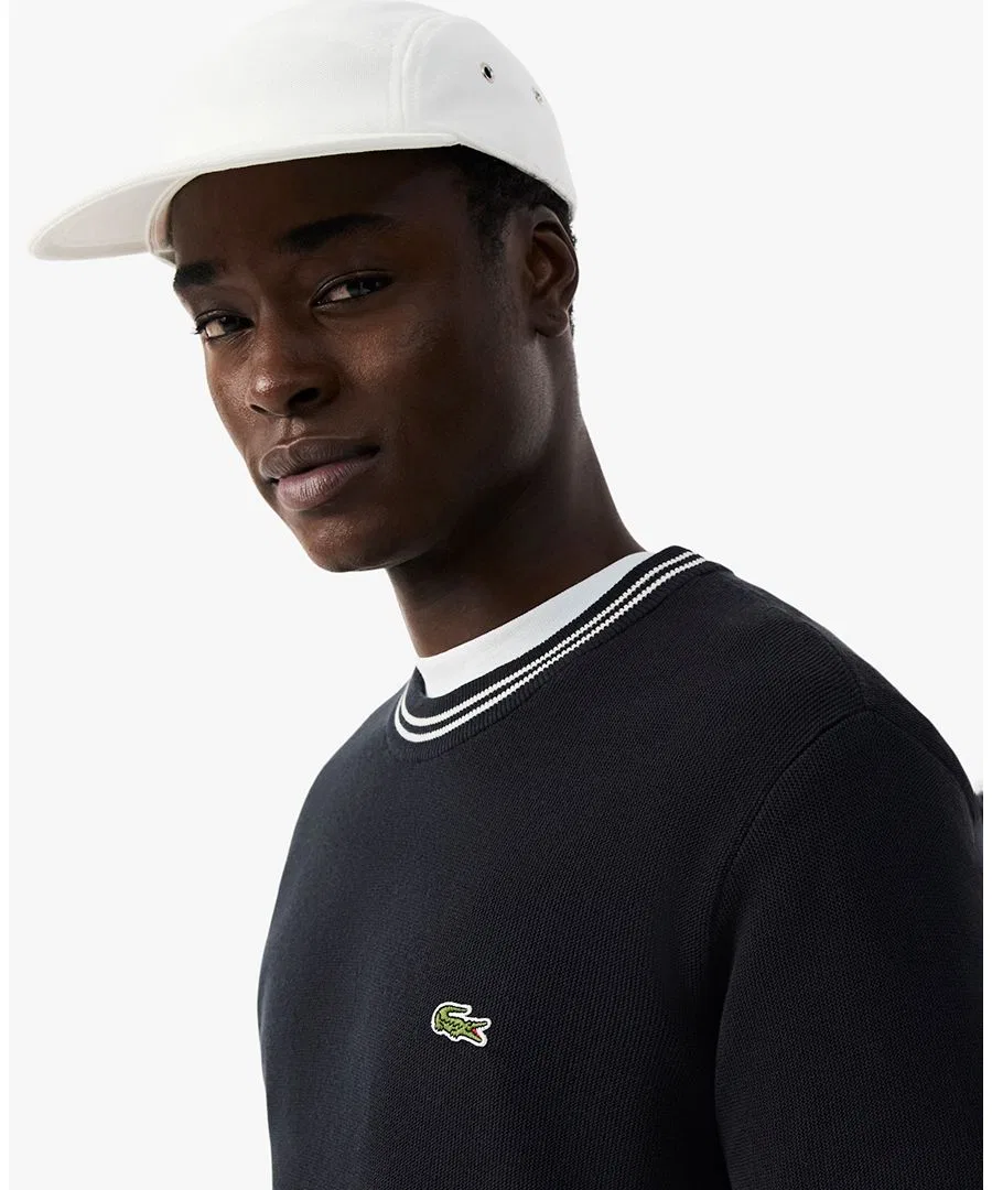 Мужской классический свитер с круглым вырезом Lacoste, Black — фото 3