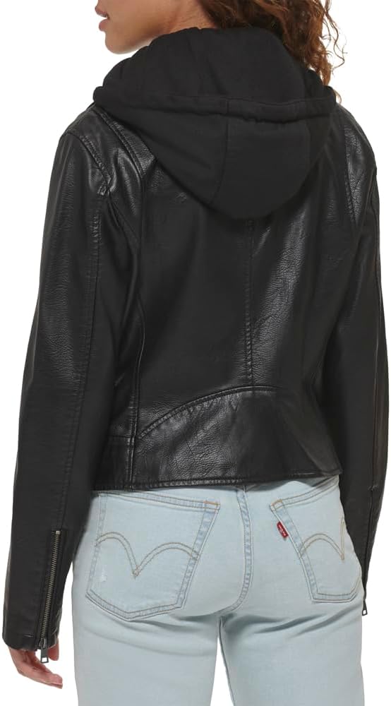 Женская классическая куртка-косуха Levi's из искусственной кожи, черный — фото 3