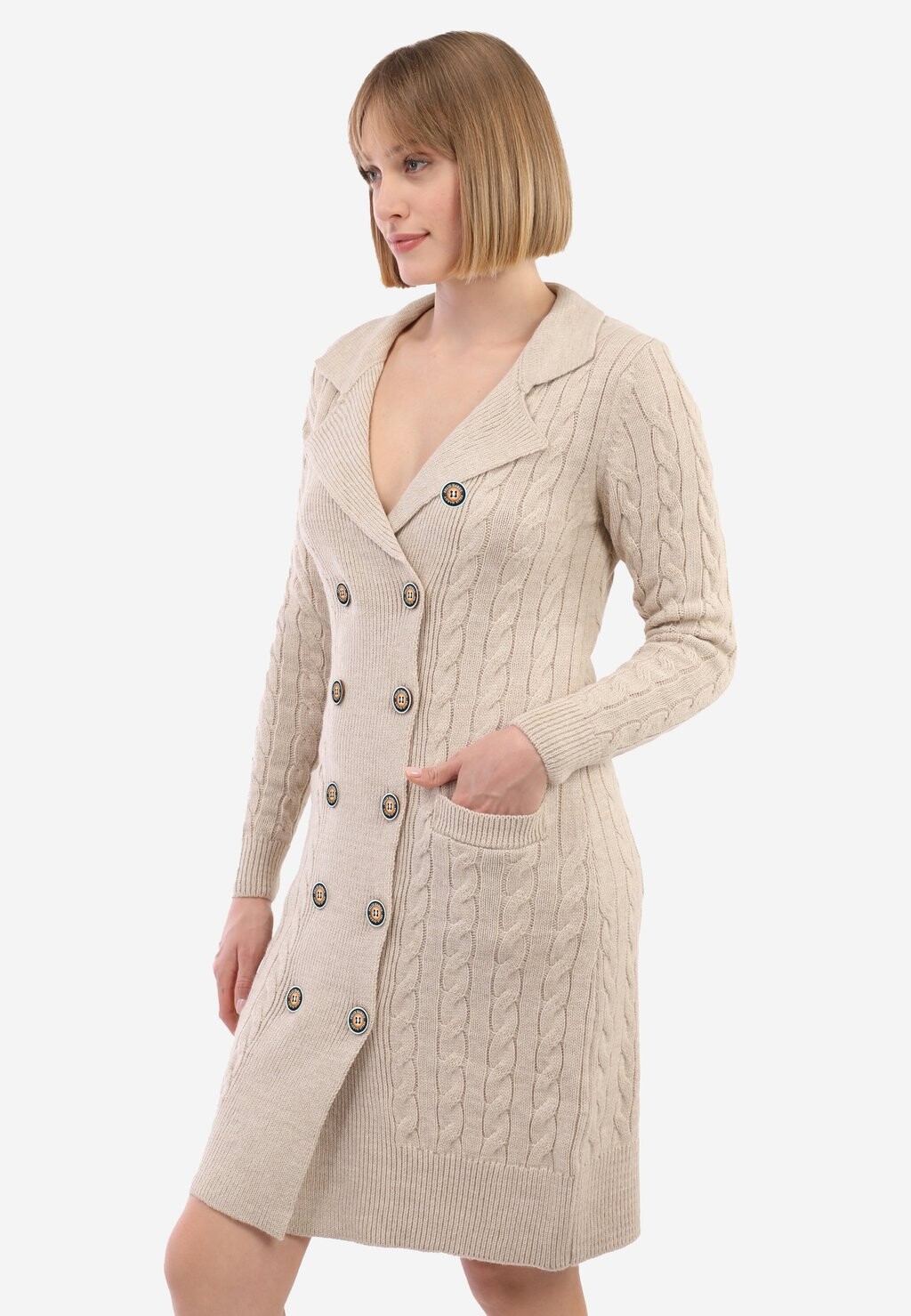 

Платье-джемпер LONG WITH BUTTON CLOSURE Felix Hardy, бежевый