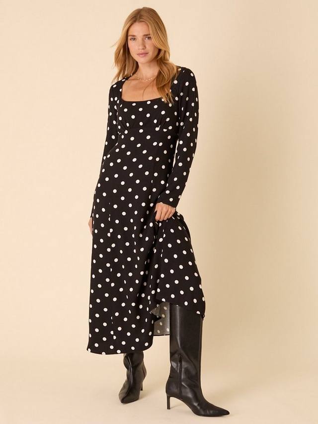 

Платье миди Delilah в горошек из вискозы LENZING ECOVERO Nobody's Child, Black/White