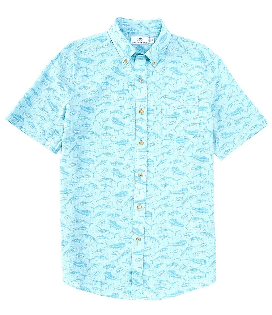 

Тканая рубашка с короткими рукавами Southern Tide You’ve Been Schooled, синий