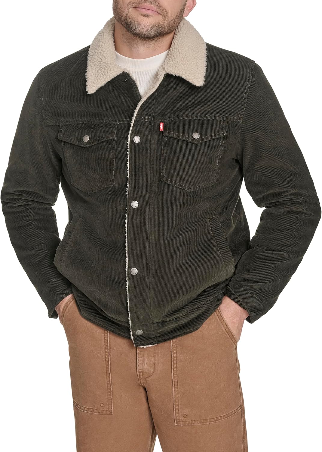 

Мужская джинсовая куртка Levi's Cotton Trucker, Dark Olive Corduroy