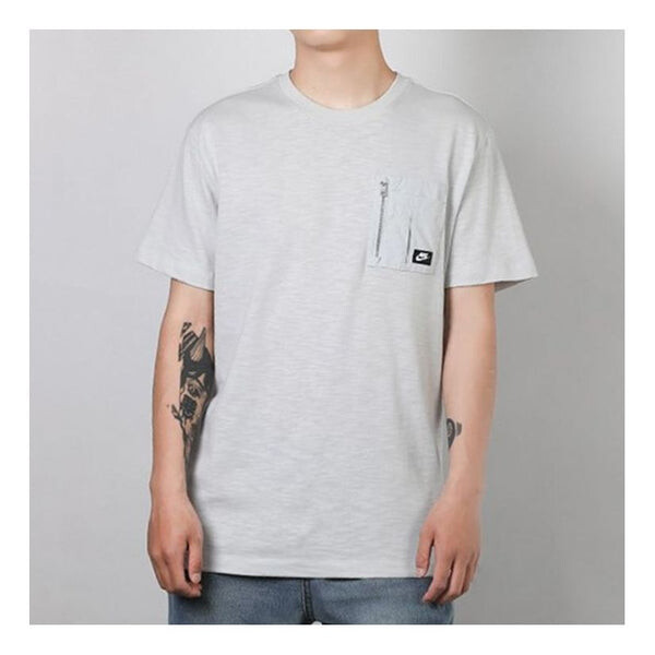 

Футболка sportswear zipper pocket short sleeve gray Nike, серый