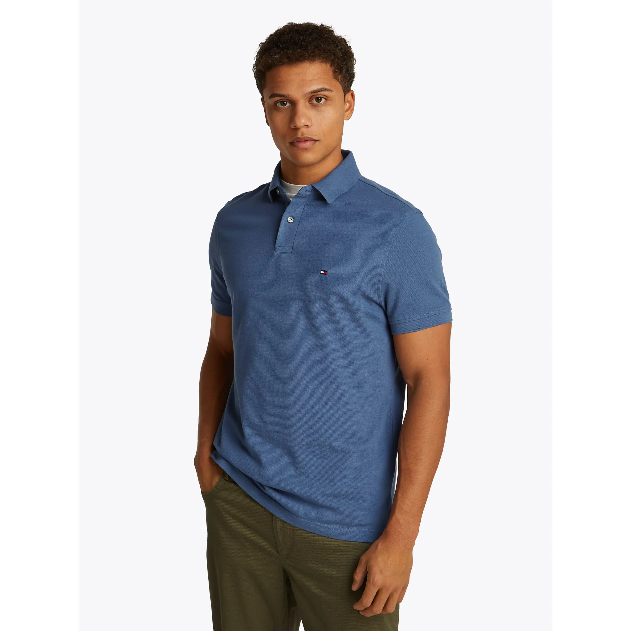 Рубашка-поло Tommy Hilfiger "1985 REGULAR POLO" с контрастными полосками Tommy Hilfiger на внутренней стороне воротника, цвет Aegean Sea — фото 3