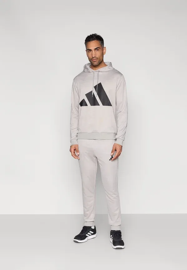 Толстовка с капюшоном Adidas Sportswear Big Logo, средне-серый меланж/черный