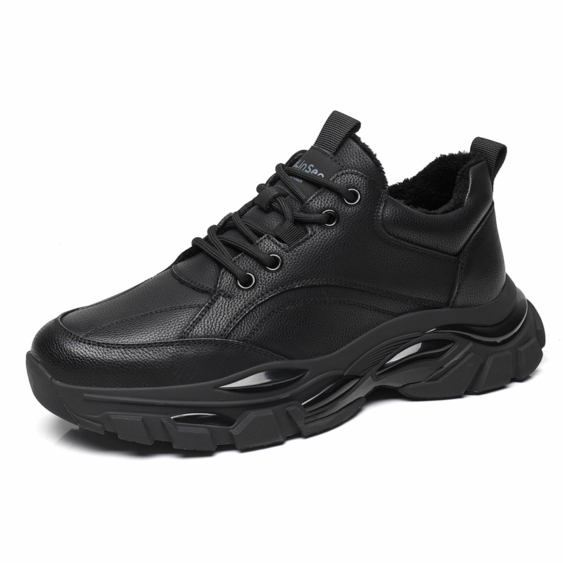 

Mulinsen Амортизирующие износостойкие низкие повседневные туфли мужские черные с мягкой подкладкой, цвет Black Padded