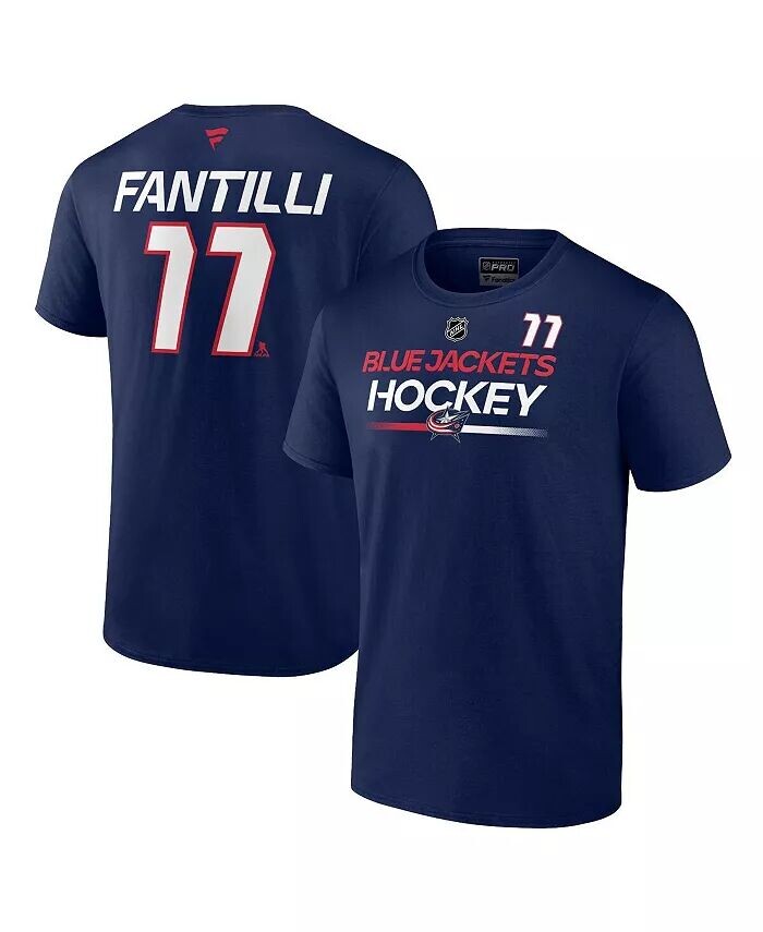 

Мужская футболка Adam Fantilli Navy Columbus Blue Jackets Authentic Pro Prime с именем и номером Fanatics, синий