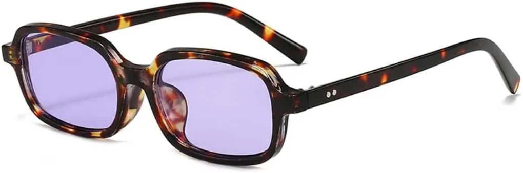 

Маленькие прямоугольные солнцезащитные очки для женщин, модные, конфетного цвета, защита от УФ-излучения UV400, ретро, ​​для мужчин HHZZYVY, Leopard Purple