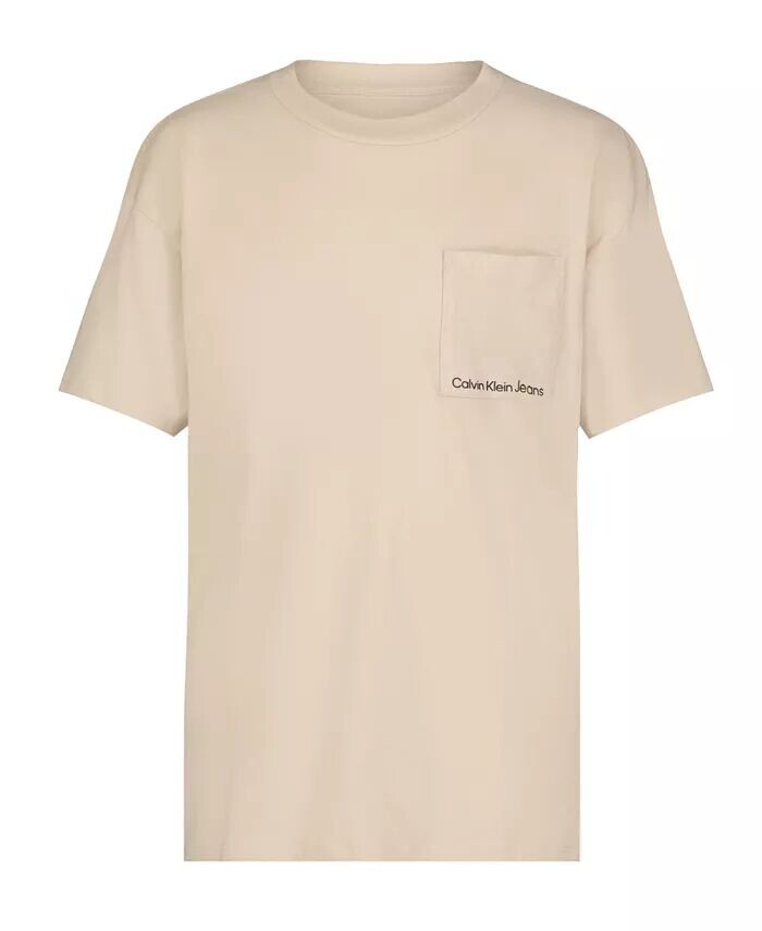 

Футболка с коротким рукавом и квадратным карманом от Calvin Klein Big Boys, коричневый/бежевый